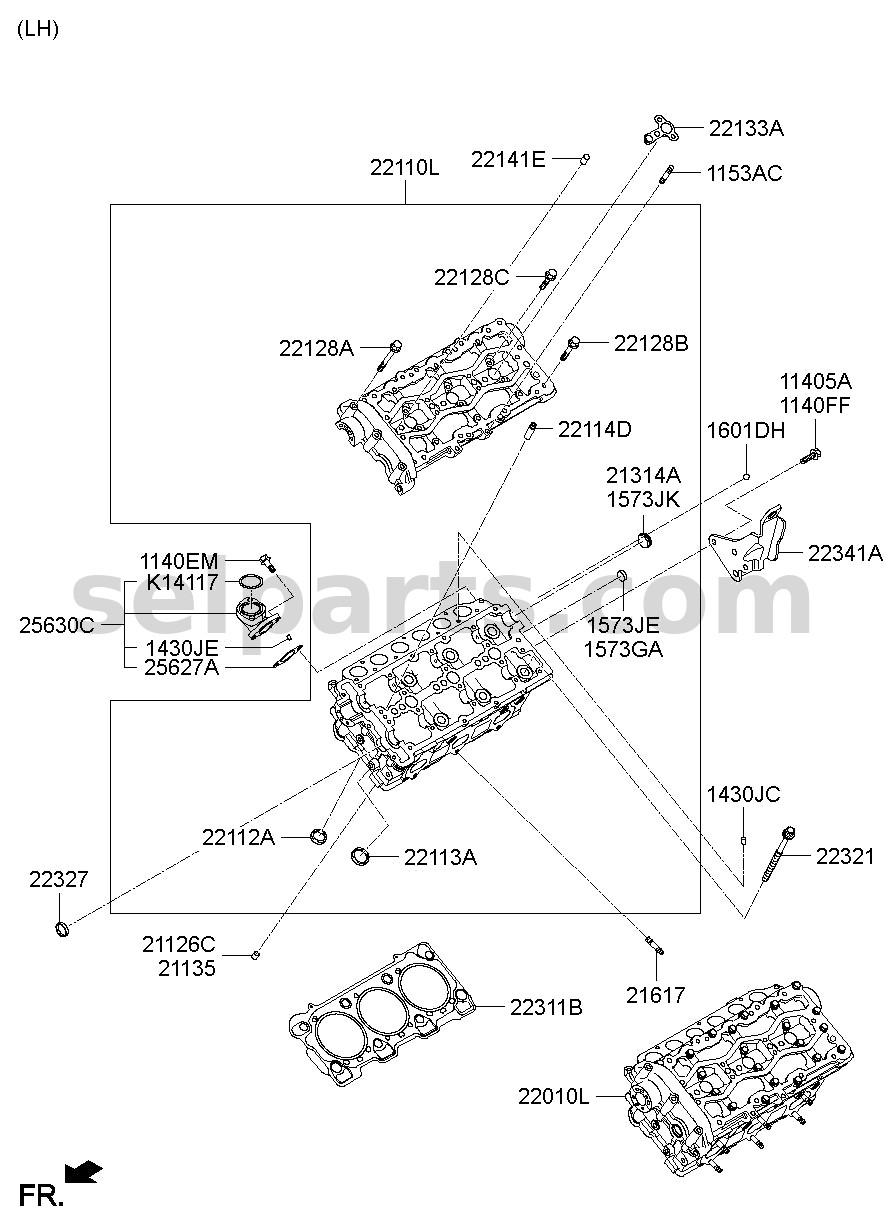 Genuine FITTING ASSY - COOLANT OUTLET, LH for Kia MOHAVE 16 (2016-2019) #256303A500