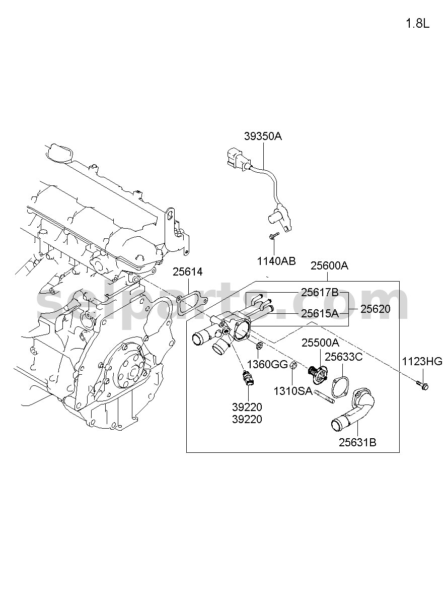 Genuine FITTING-COOLANT INLET for Hyundai Grand Starex #256312C001