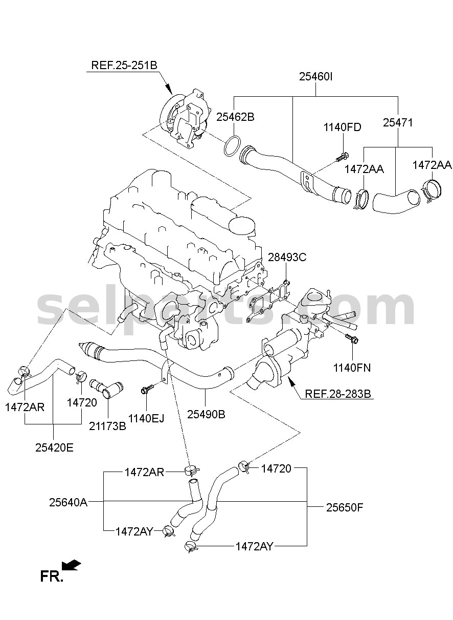 Genuine HOSE ASSY-OIL COOLER,RETURN for Kia Sportage #256502F000
