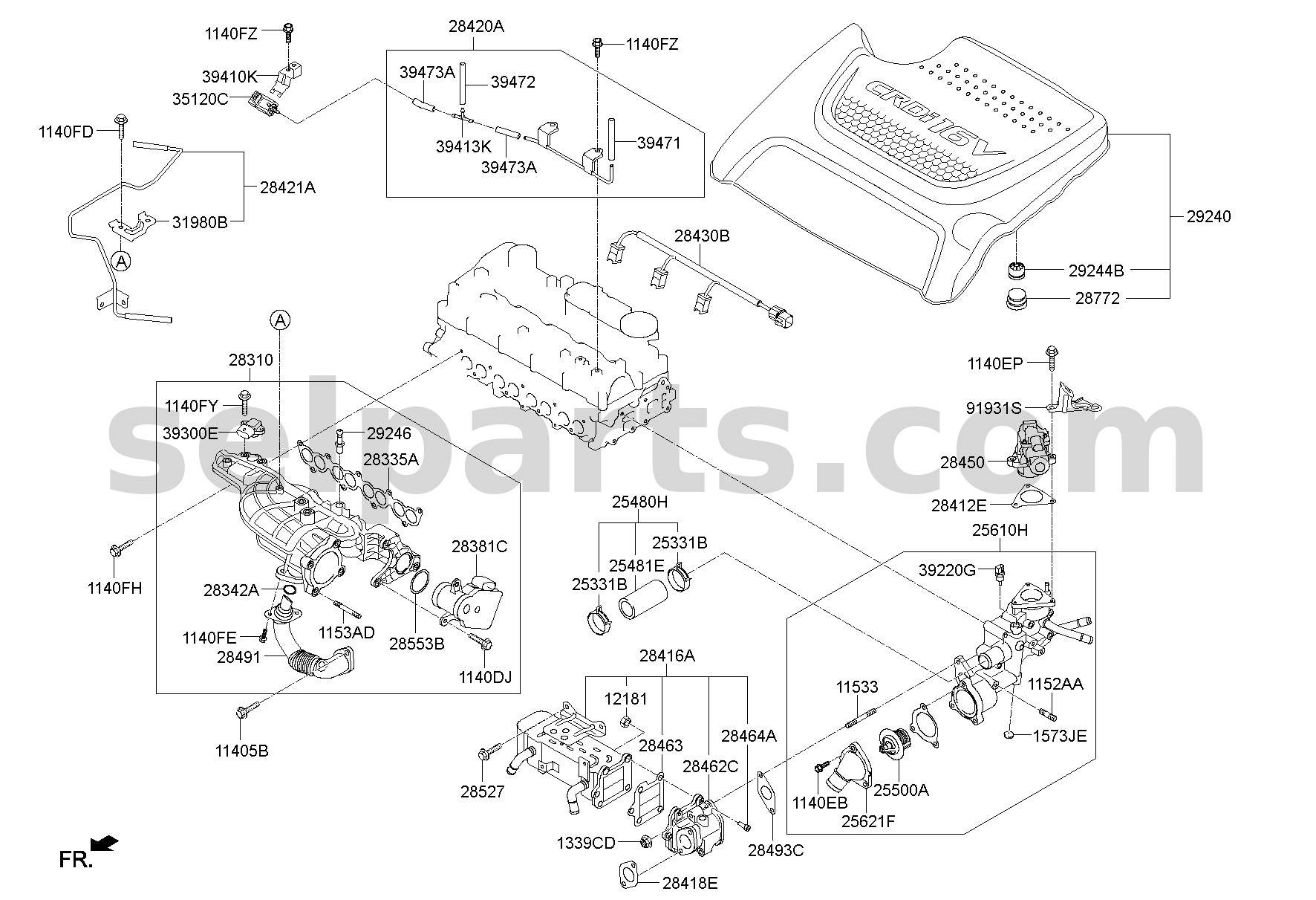 Genuine HOSE ASSY-WATER OUTLET for Kia Sportage #256902F000