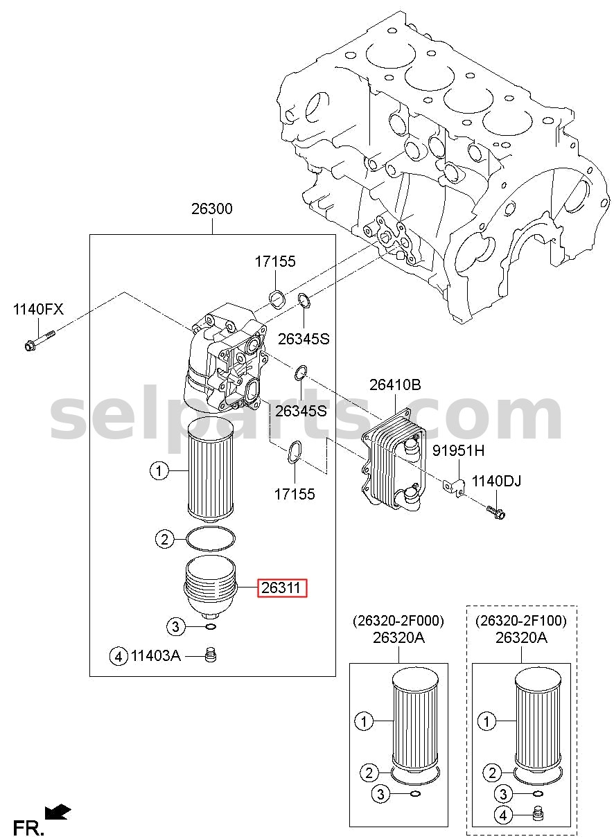 Genuine CAP COMPLETE-OIL FILTER for Kia Sportage #263152F001