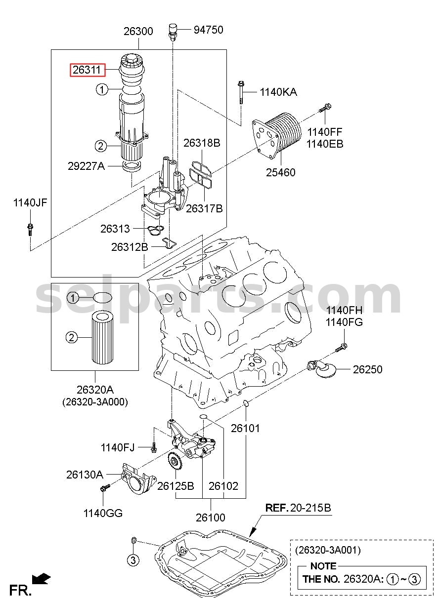 Genuine CAP COMPLETE - OIL FILTER for Kia MOHAVE 16 (2016-2019) #263193A000