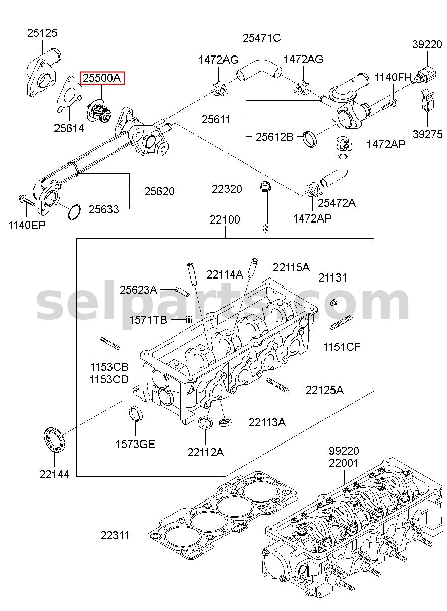 Genuine THERMOSTAT ASSY for Kia Sportage #263502F600