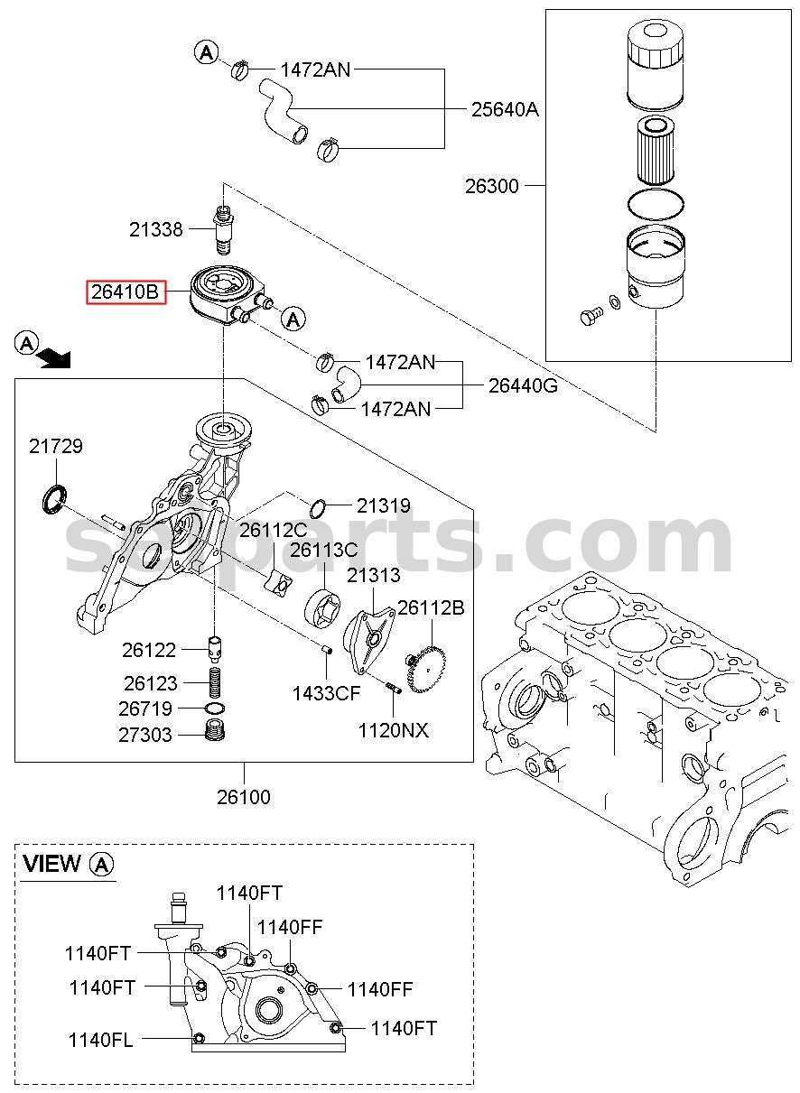 Genuine COOLER ASSY-ENG OIL for Kia Sportage #264102F020