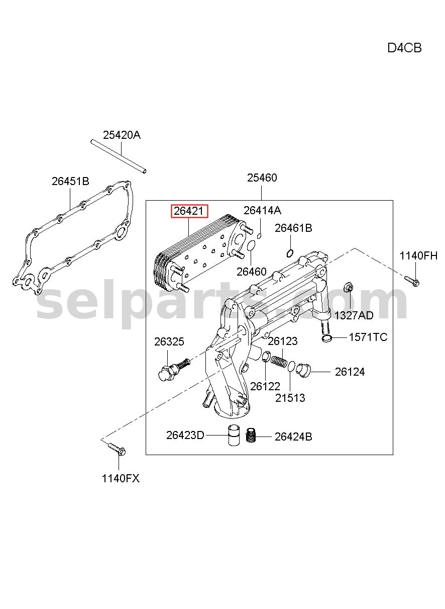 Genuine ELEMENT-OIL COOLER for Hyundai Grand Starex #264214A700