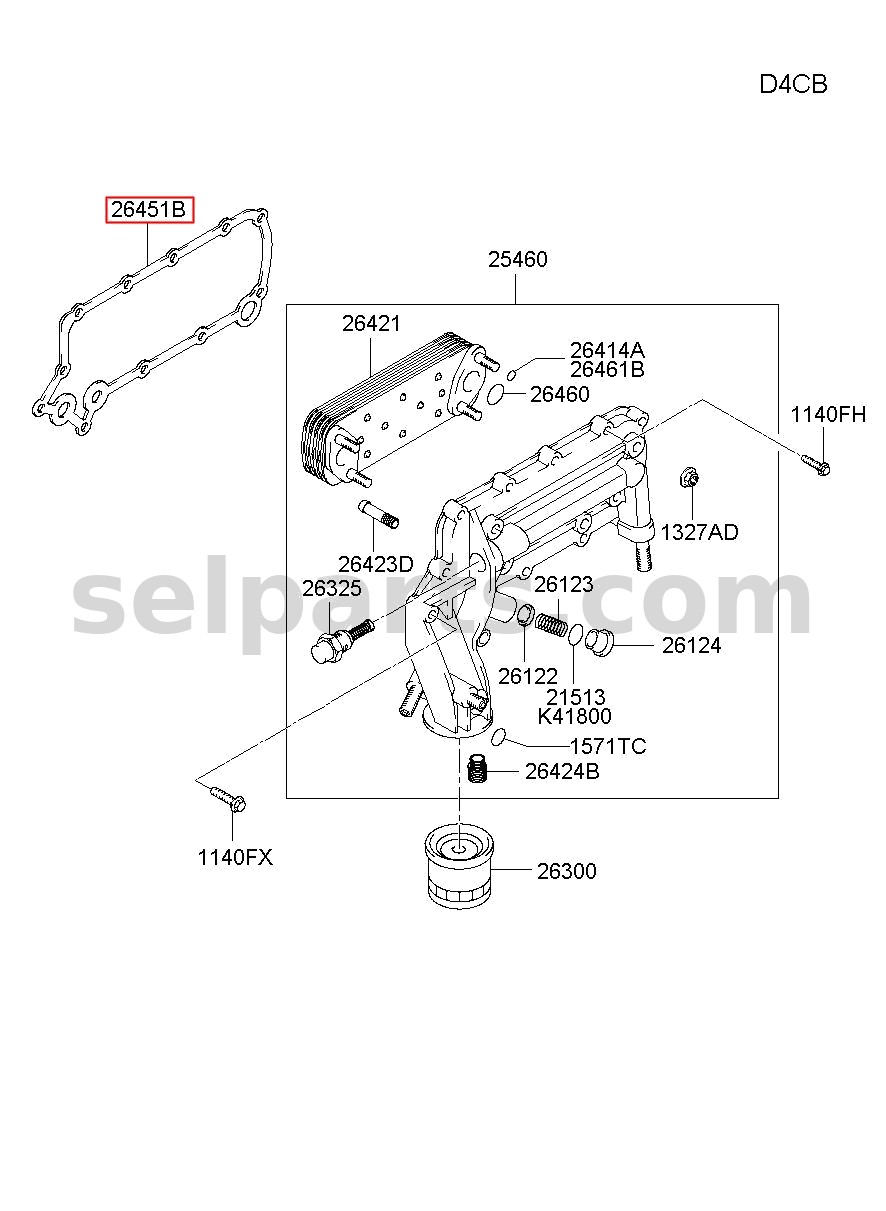 Genuine GASKET-OIL COOLER COVER for Hyundai Grand Starex #264514A200