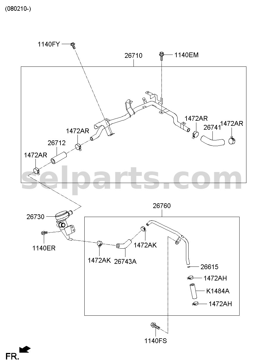 Genuine HOSE ASSY - BREATHER for Kia MOHAVE 16 (2016-2019) #267303A600