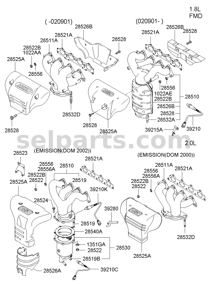 Genuine BRACKET-OXYGEN SENSOR for Hyundai Sonata #273402E350