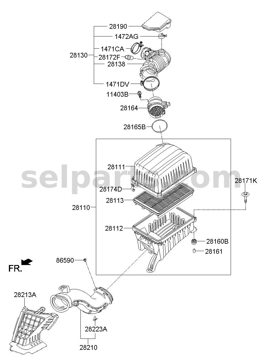 Genuine CLEANER ASSY - AIR for Kia MOHAVE 16 (2016-2019) #281102J100