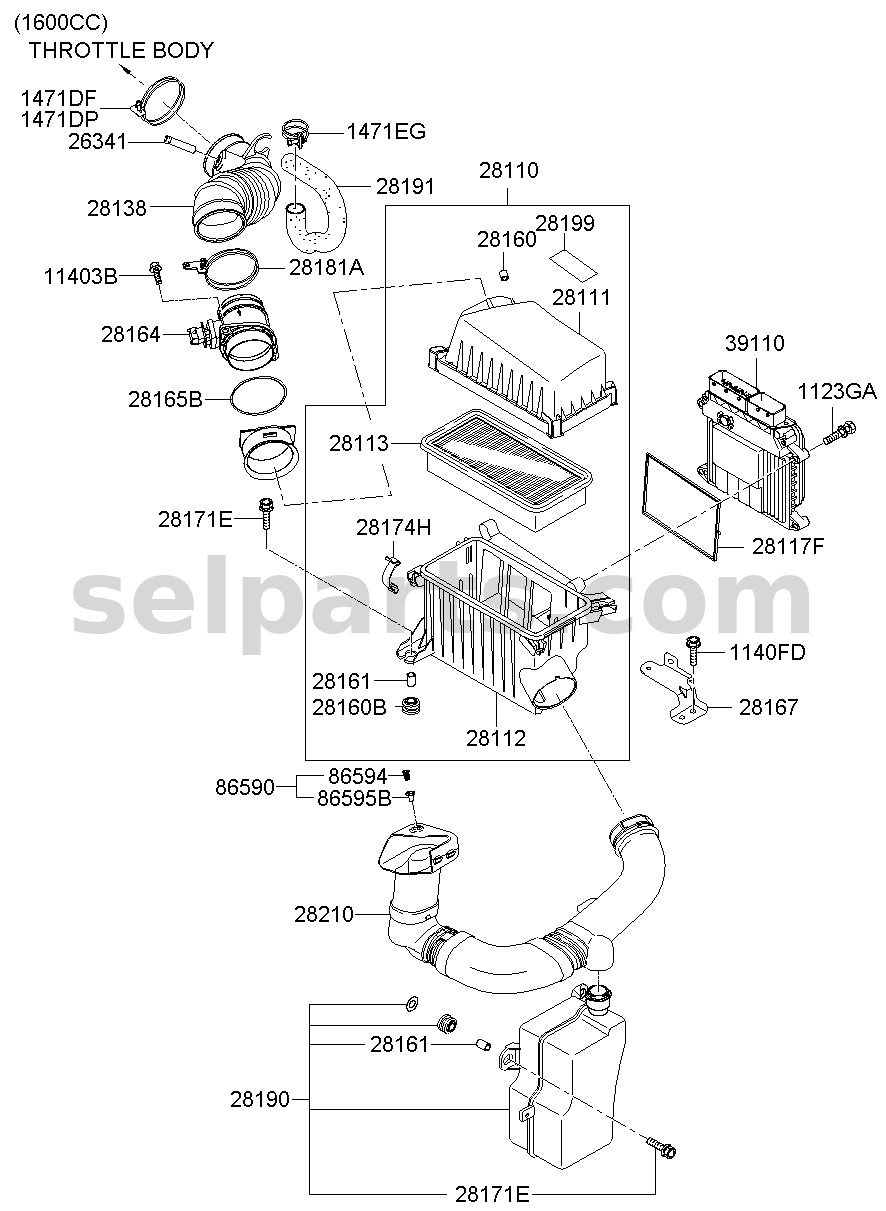 Genuine CLEANER ASSY-AIR for Kia Sportage #28110D3200