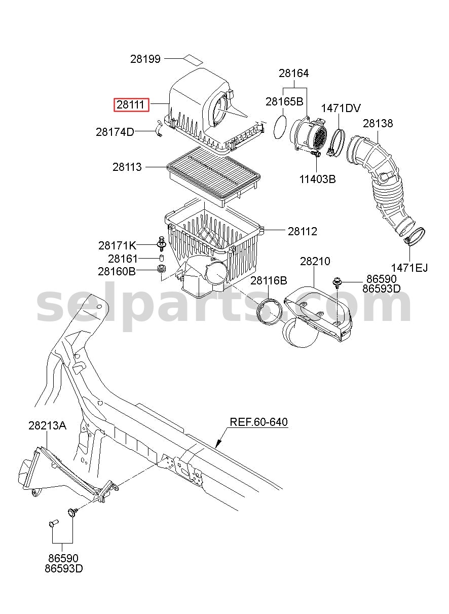 Genuine COVER-AIR CLEANER for Hyundai Grand Starex #281114H100