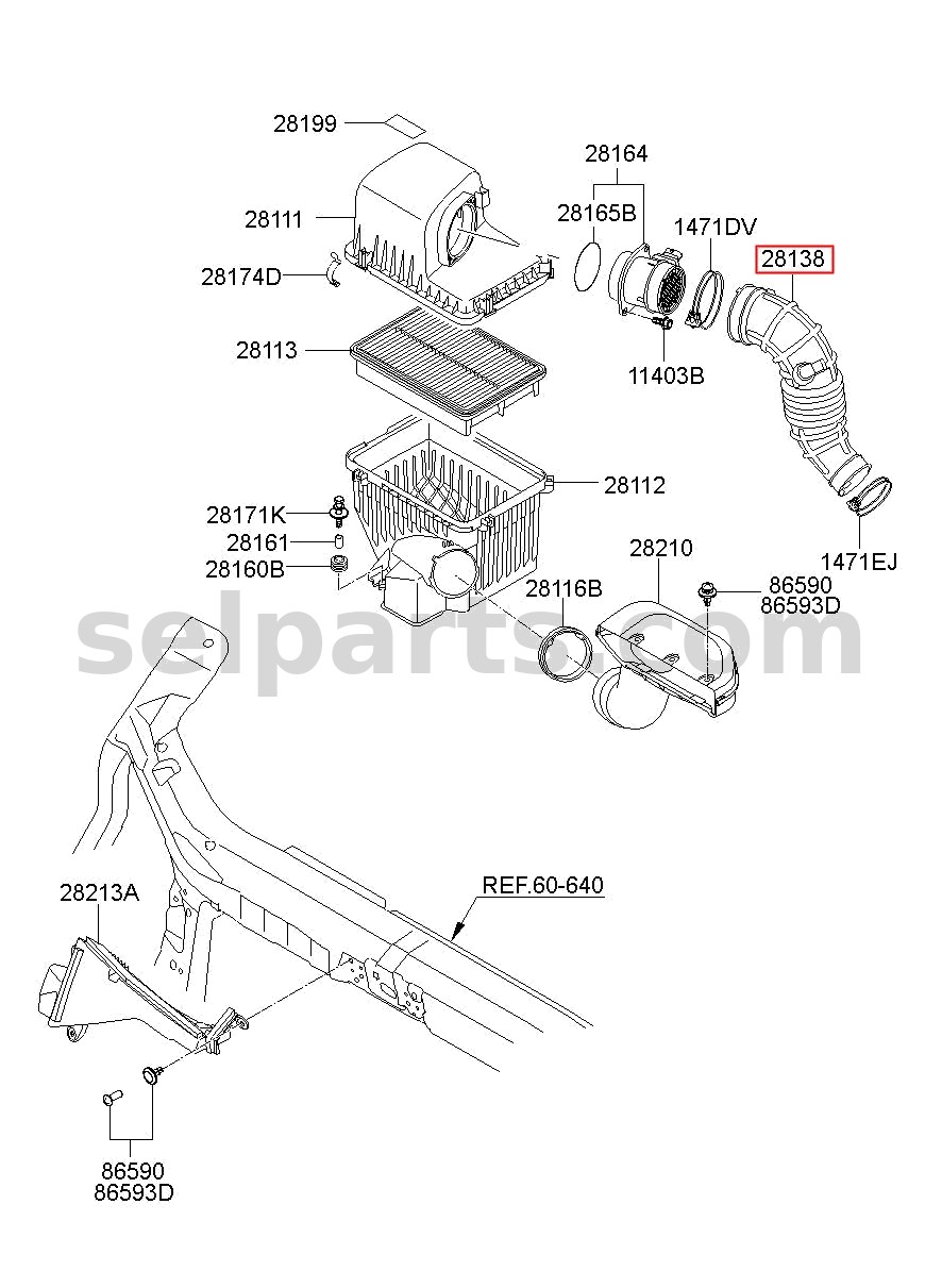 Genuine HOSE-AIR INTAKE for Hyundai Grand Starex #281384H000