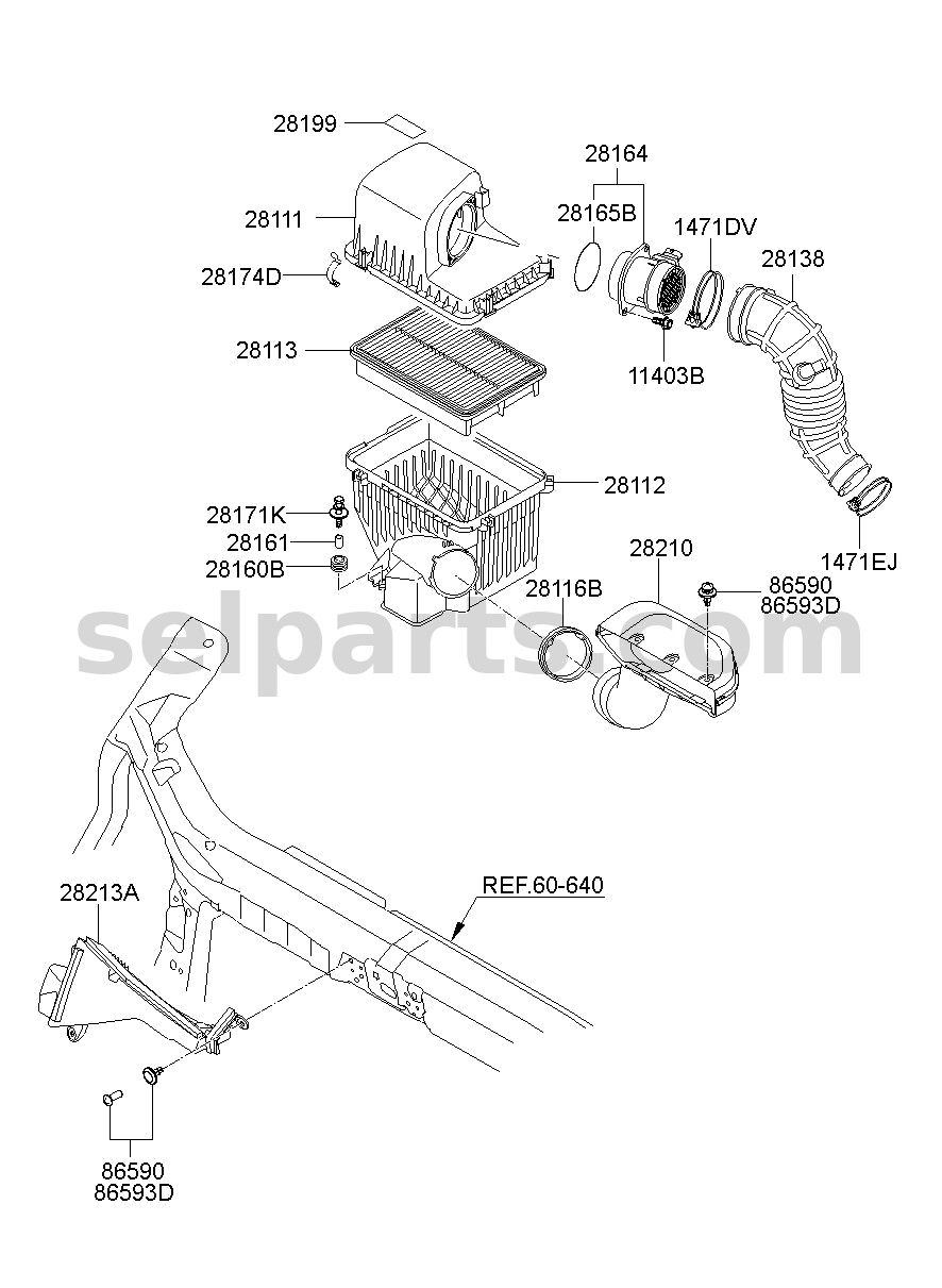Genuine HOSE-AIR INTAKE for Hyundai Grand Starex #281384H050
