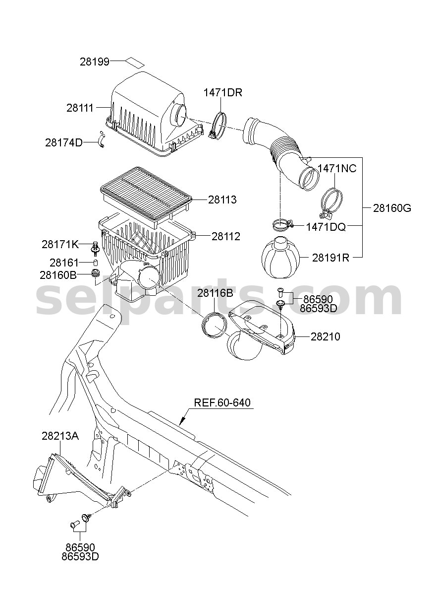Genuine HOSE ASSY-AIR INTAKE for Hyundai Grand Starex #281404H200