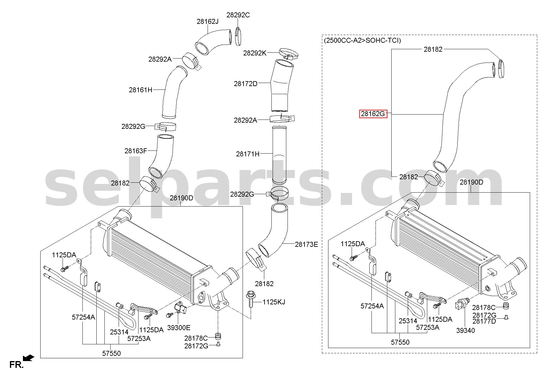 Genuine HOSE-INTERCOOLER INLET for Hyundai Grand Starex #281604A703