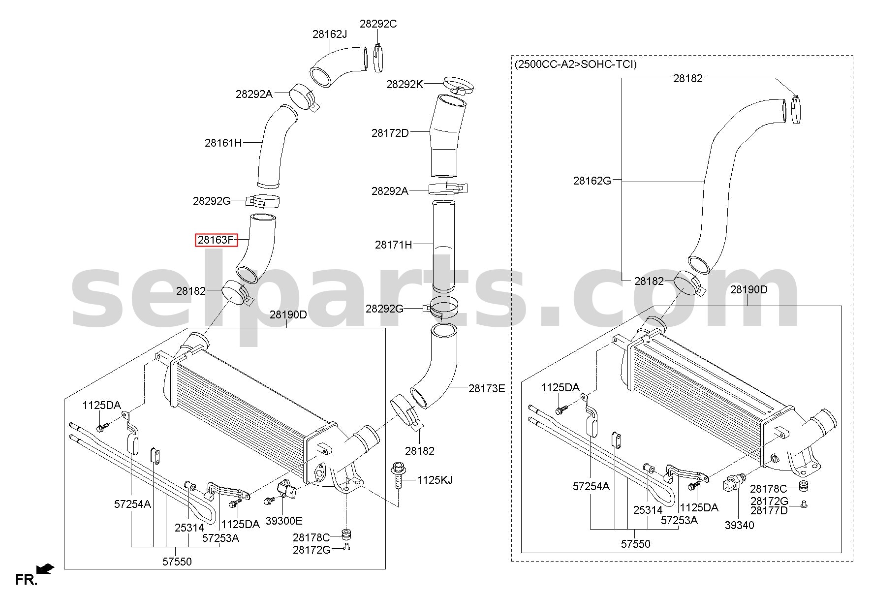 Genuine HOSE-INTERCOOLER INLET B for Hyundai Grand Starex #281634A480