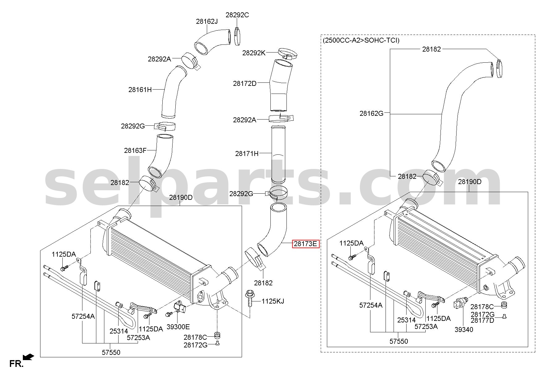 Genuine HOSE-INTERCOOLER OUTLET (B) for Hyundai Grand Starex #281734A710