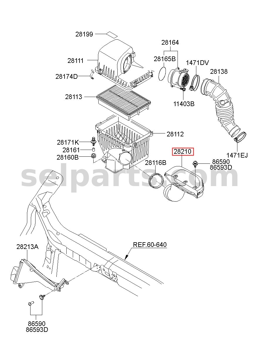 Genuine DUCT ASSY-AIR for Hyundai Grand Starex #282104H000