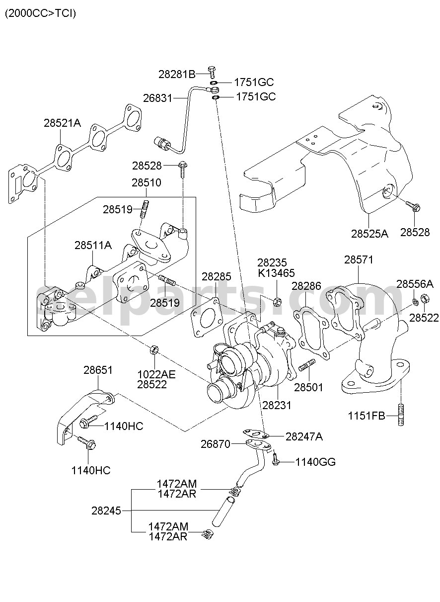 Genuine HOSE-OIL for Hyundai Sonata #282372G420