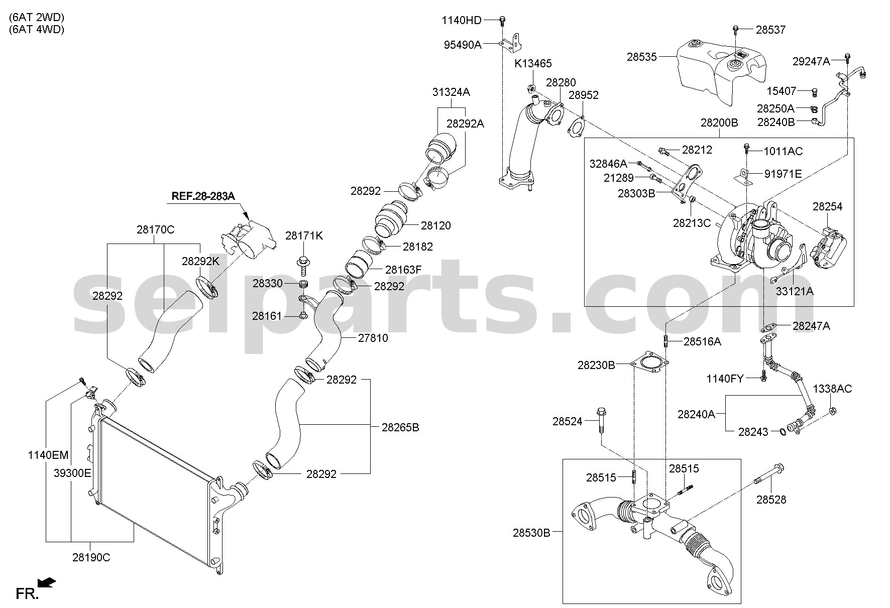 Genuine PIPE - OIL RETURN for Kia MOHAVE 16 (2016-2019) #282403A600