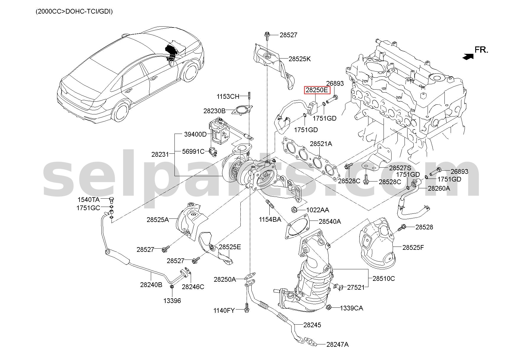 Genuine PIPE & HOSE ASSY-T/C WATERFEED for Hyundai Sonata #282602GTA1