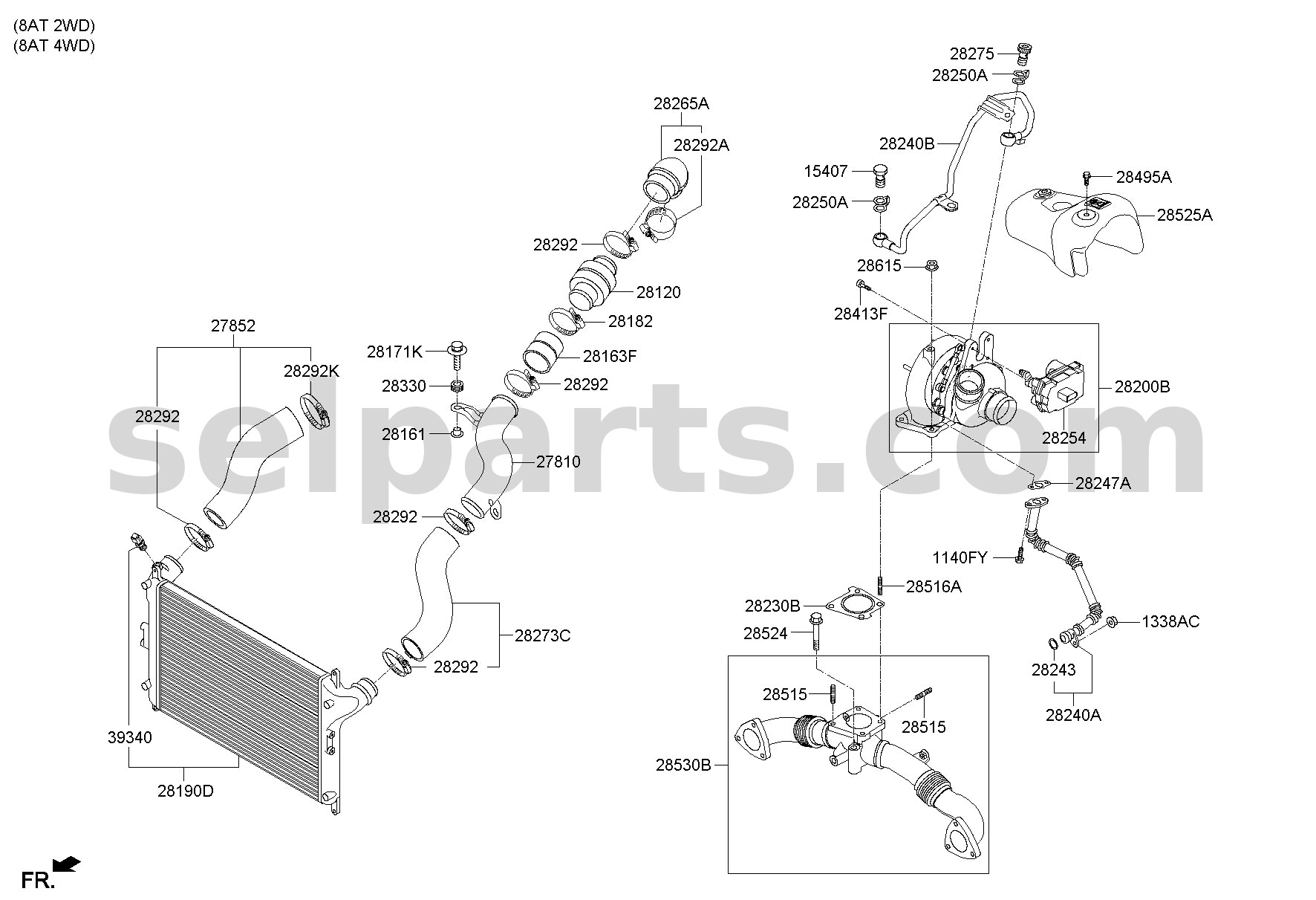 Genuine HOSE ASSY - INTERCOOLER INLET "A" for Kia MOHAVE 16 (2016-2019) #282633A600