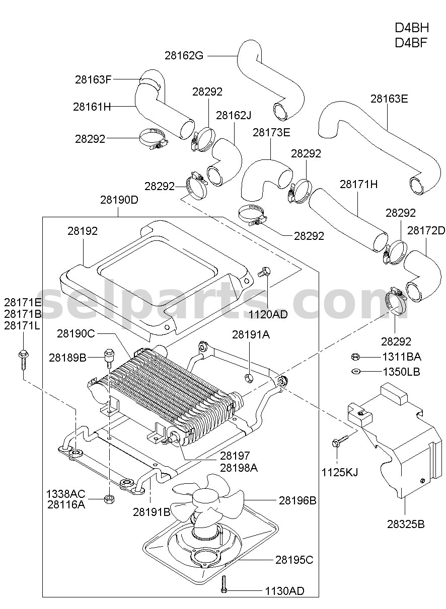 Genuine HOSE-INTERCOOLER INLET A for Hyundai Sonata #282812GTA0