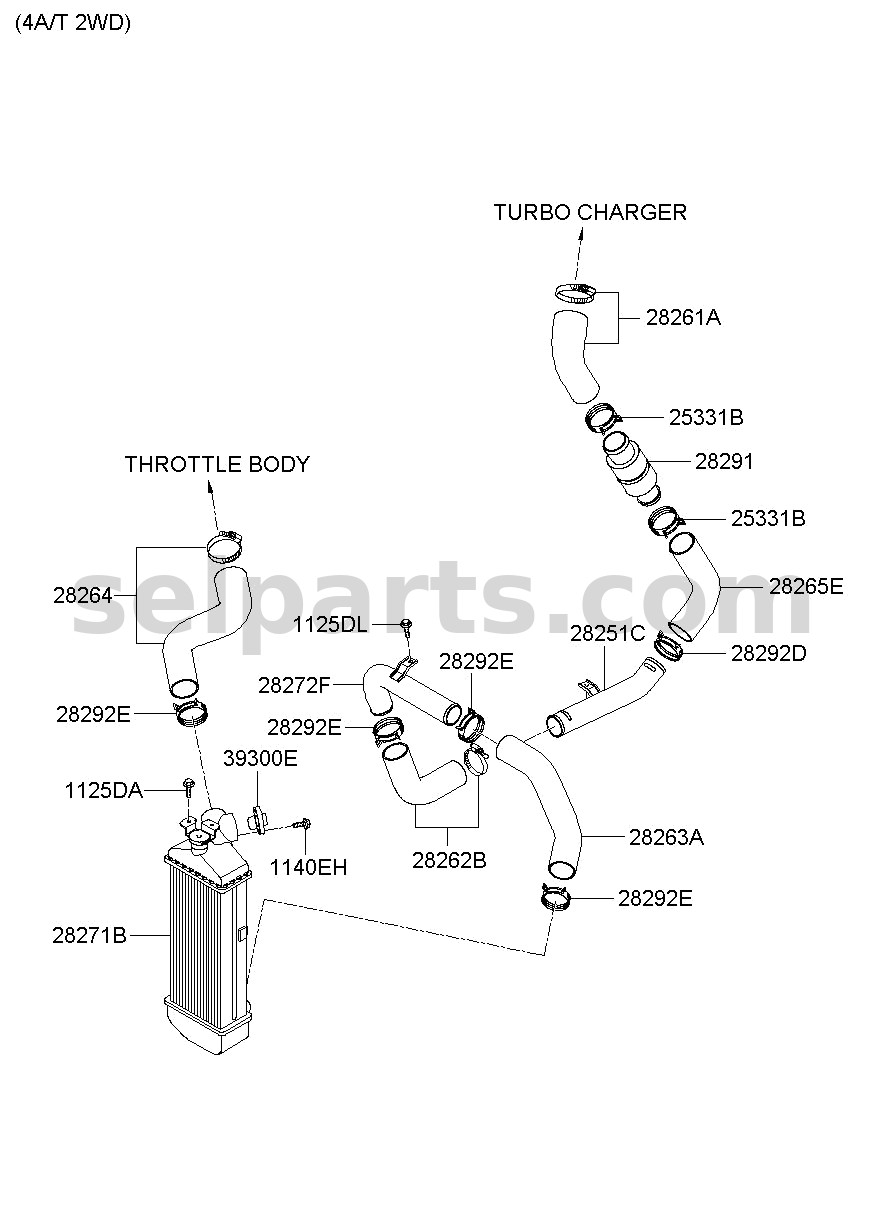 Genuine PIPE-INTERCOOLER INLET for Hyundai Sonata #282822GTA1