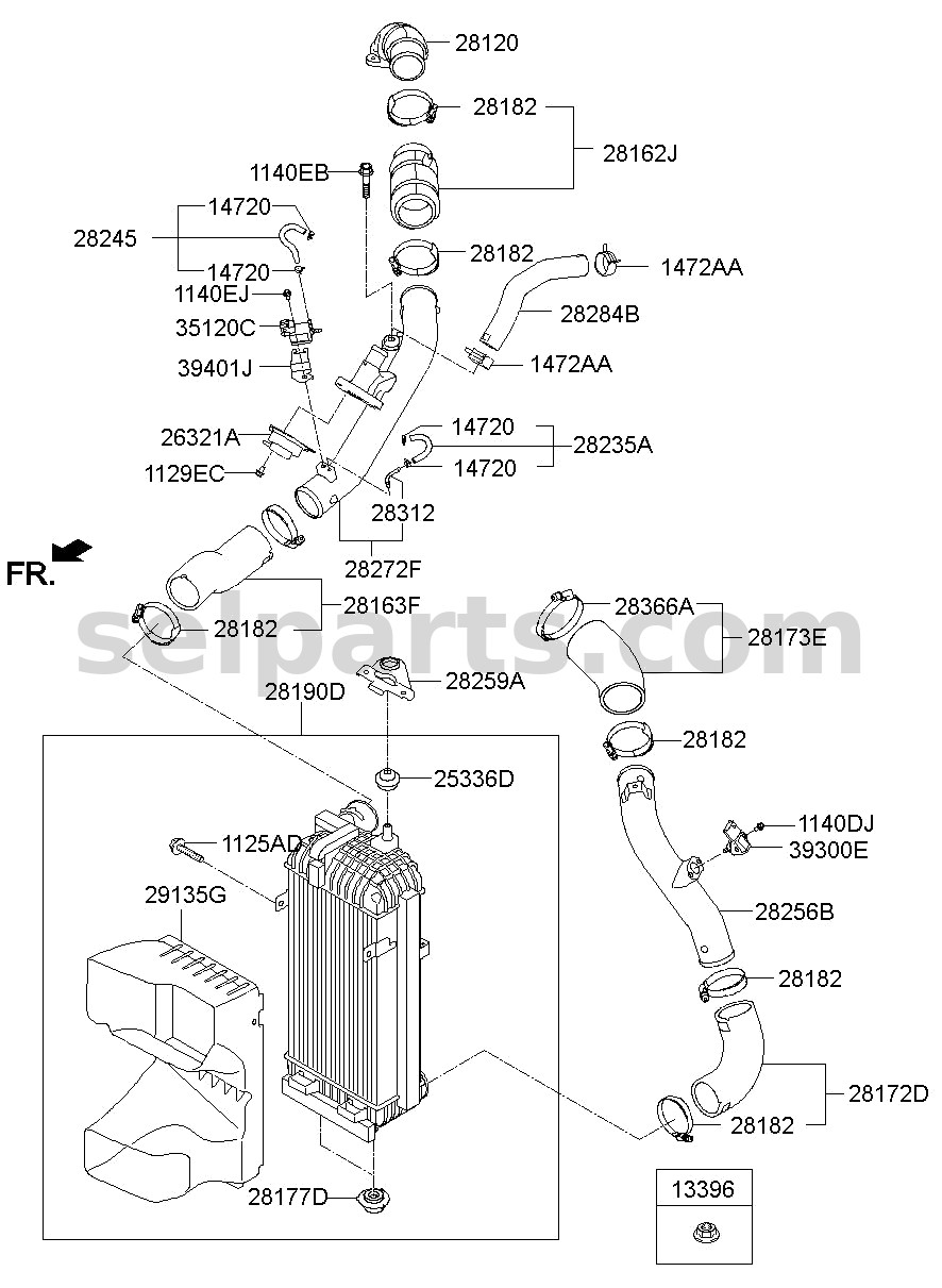 Genuine HOSE-RECIRCULATION for Hyundai Sonata #282842GTA0