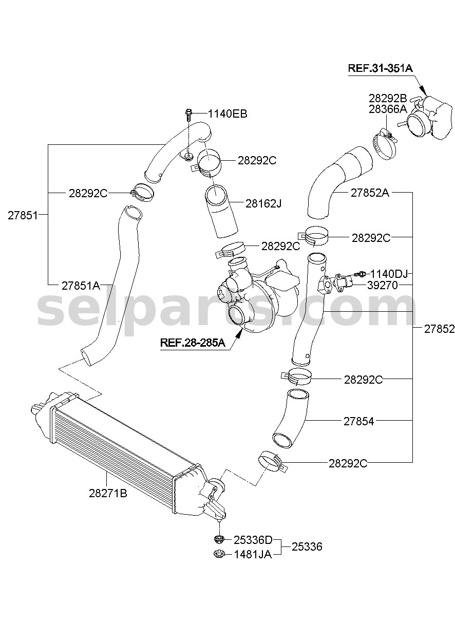 Genuine CLAMP-HOSE for Hyundai Sonata #282932C000