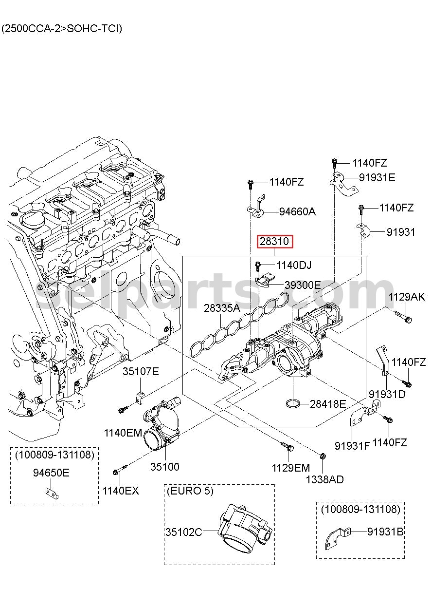 Genuine MANIFOLD ASSY-INTAKE for Hyundai Grand Starex #283102C310