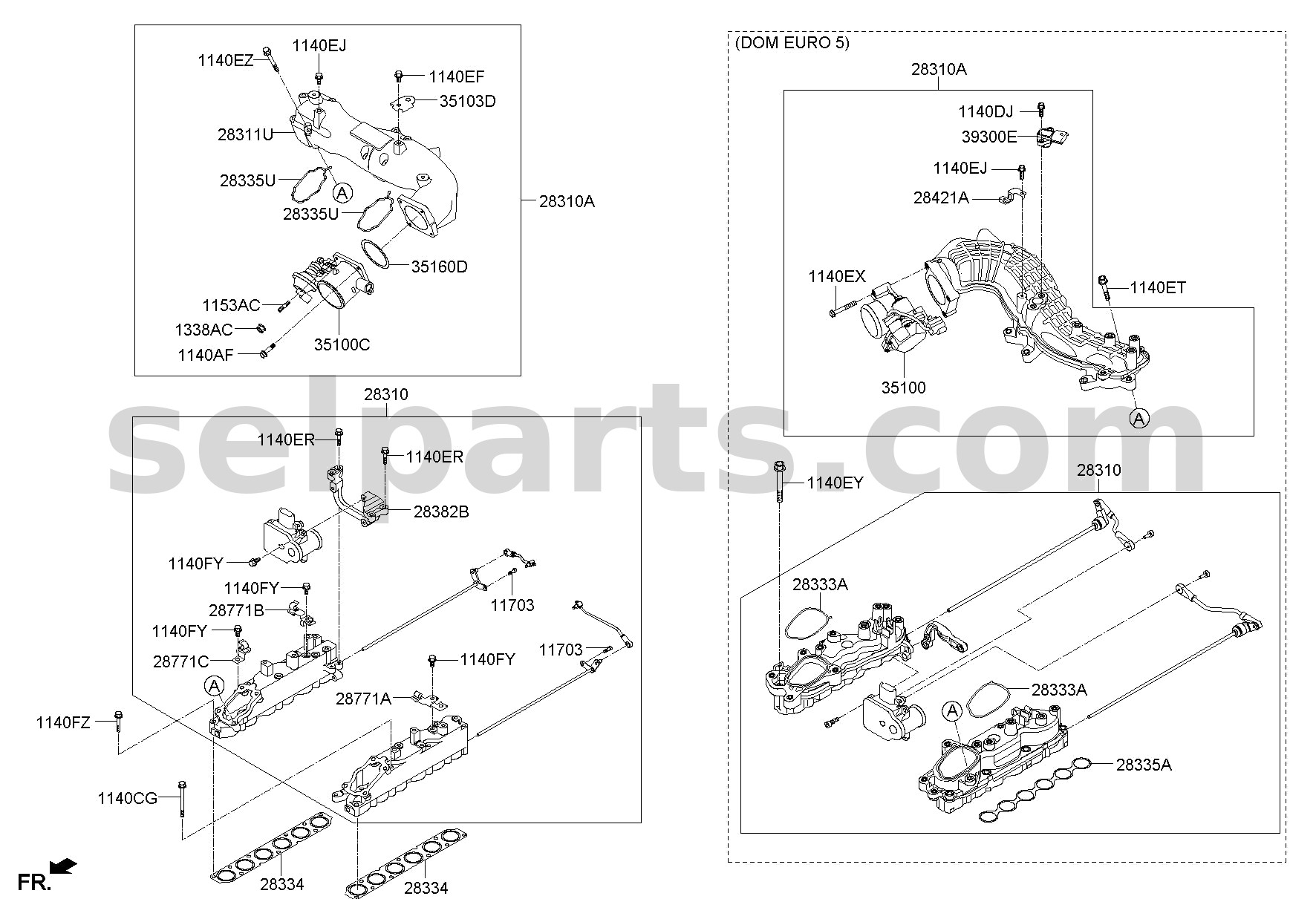Genuine MANIFOLD ASSY - INTAKE, UPPER for Kia MOHAVE 16 (2016-2019) #283303A600