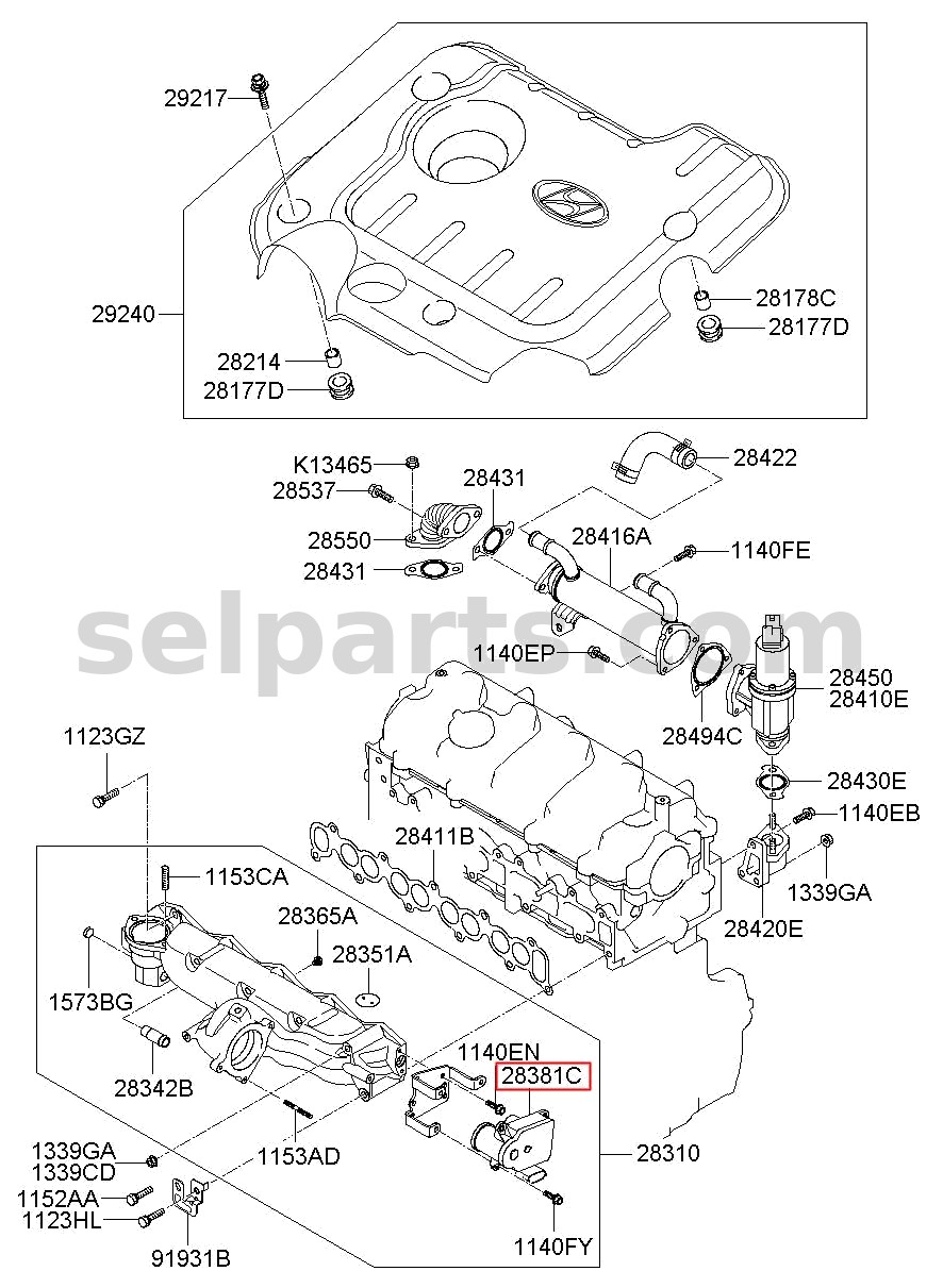 Genuine ACTUATOR-SWIRL CONTROL for Kia Sportage #283812F600