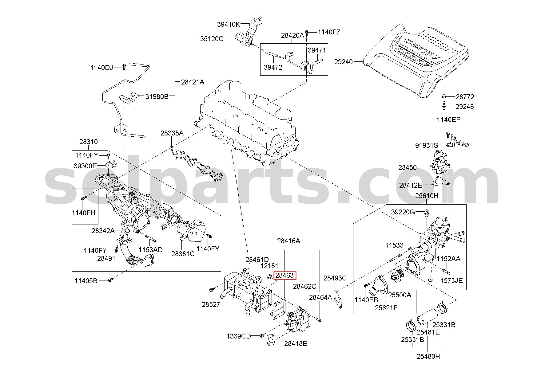 Genuine GASKET-LP EGR V/V for Kia Sportage #284632F000