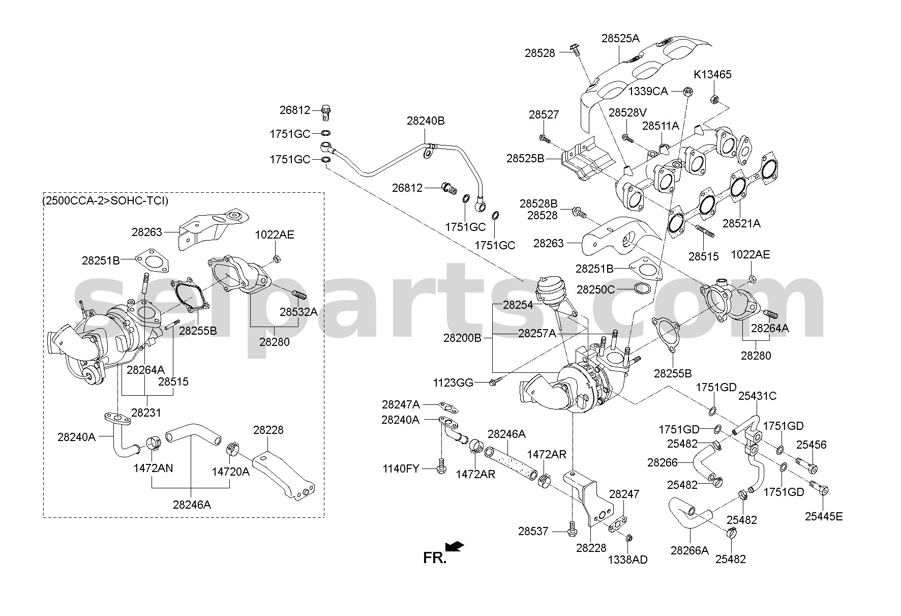 Genuine MANIFOLD-EXHAUST for Hyundai Grand Starex #285114A700