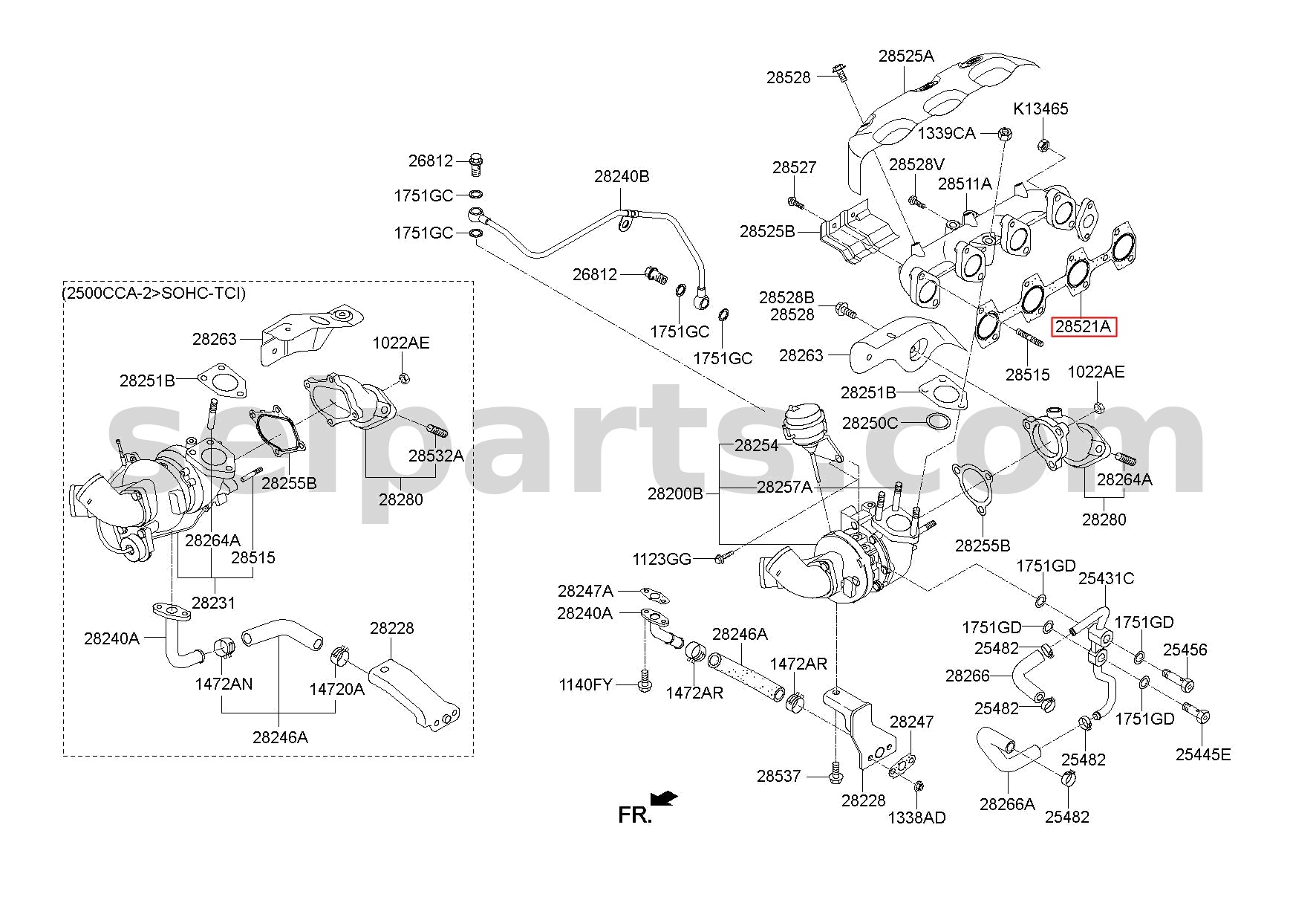 Genuine GASKET-EXHAUST MANIFOLD for Hyundai Grand Starex #285134A001