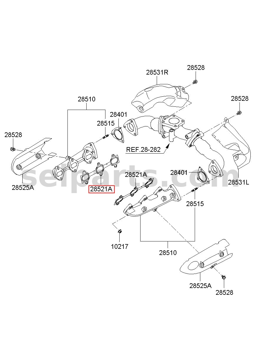 Genuine GASKET - EXHAUST MANIFOLD for Kia MOHAVE 16 (2016-2019) #285153A000