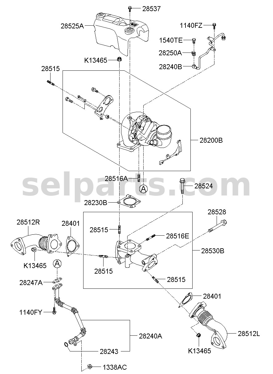 Genuine SUPPORT ASSY - TURBINE for Kia MOHAVE 16 (2016-2019) #285203A100