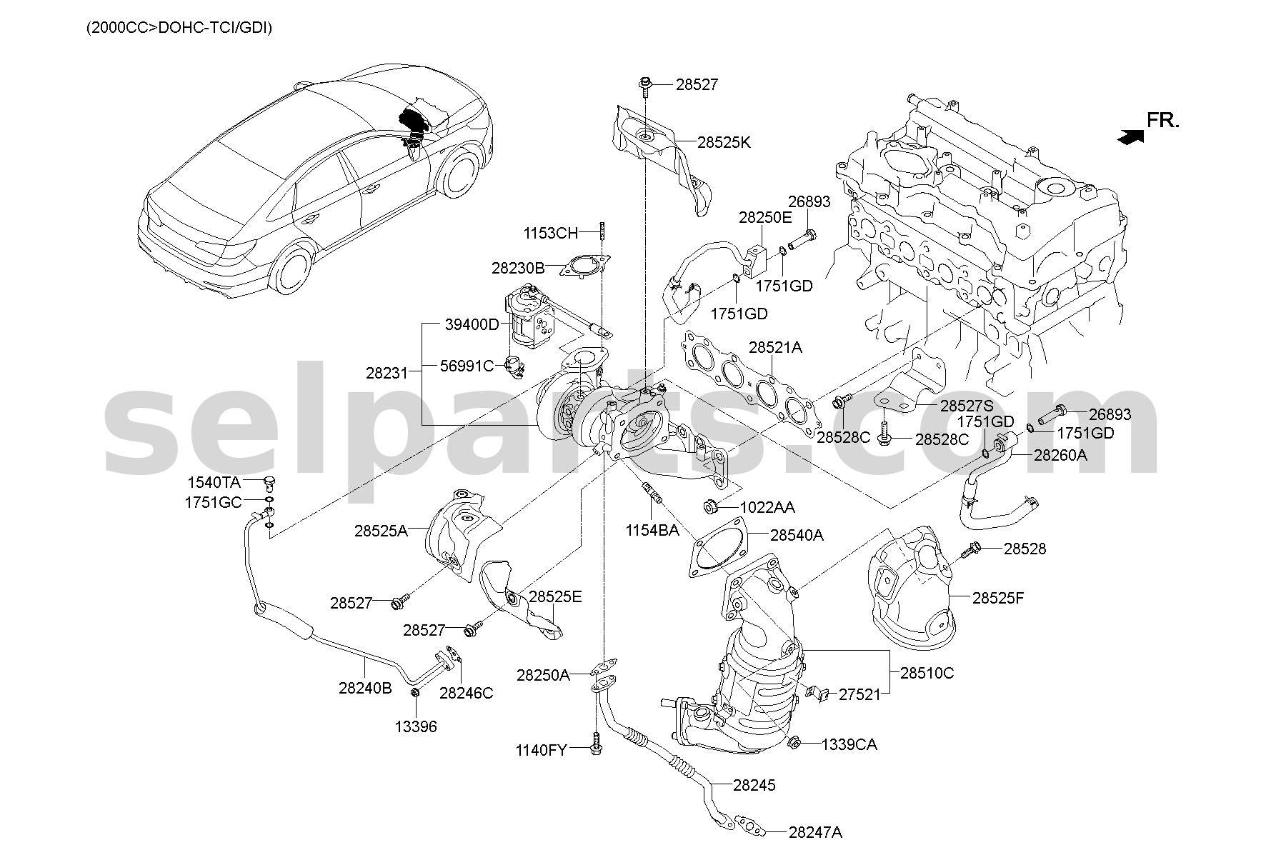 Genuine PROTECTOR-HEAT EXHAUST for Hyundai Sonata #285242GTA1