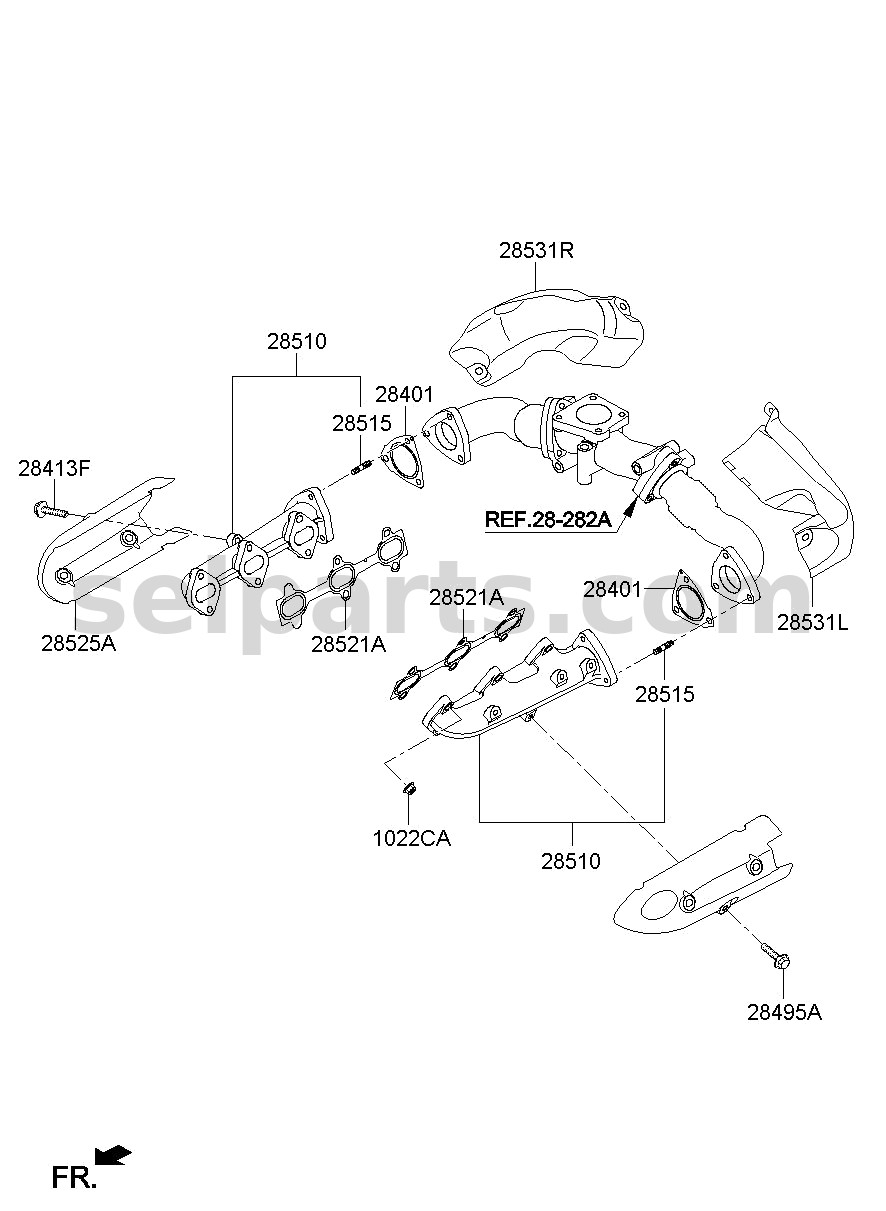 Genuine PROTECTOR - EXHAUST PIPE, LH for Kia MOHAVE 16 (2016-2019) #285313A100