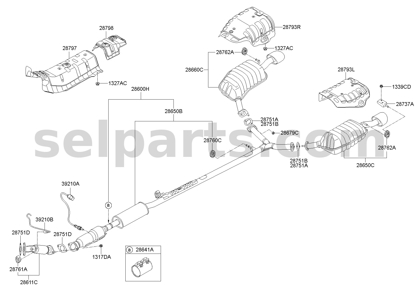 Genuine CLAMP-EXHAUST PIPE for Kia Sportage #28641C8540