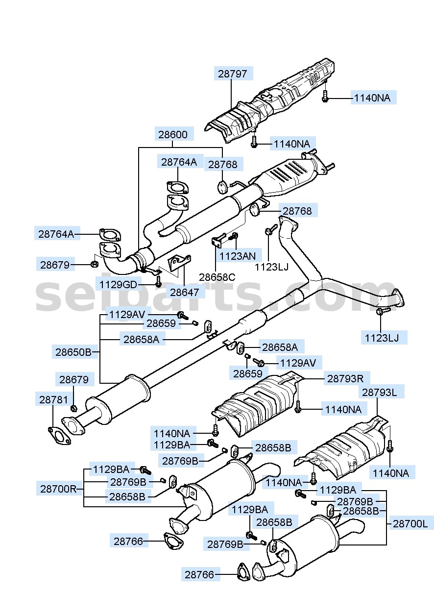Genuine HANGER - EXHAUST PIPE for Kia MOHAVE 16 (2016-2019) #287623B000