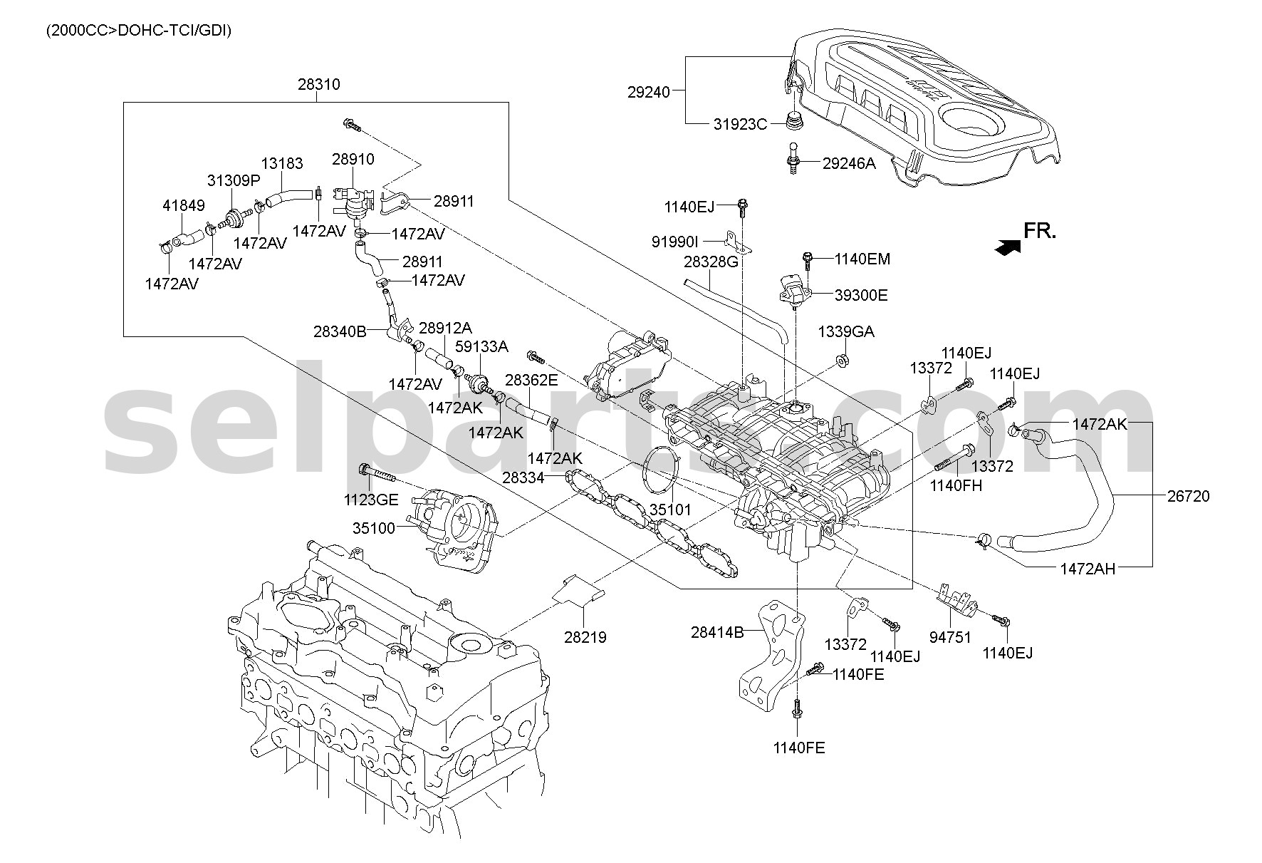 Genuine HOSE-CHAMBER for Hyundai Sonata #289212GTA2