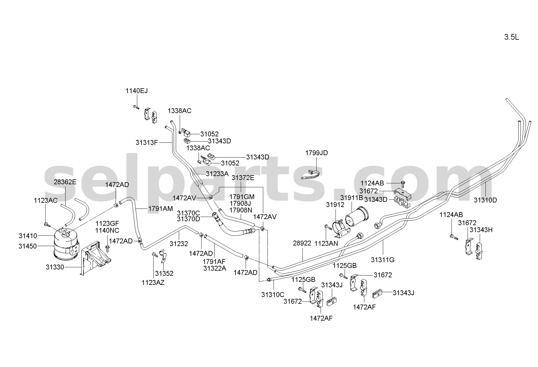 Genuine HOSE-PURGE for Hyundai Sonata #289212GTC1