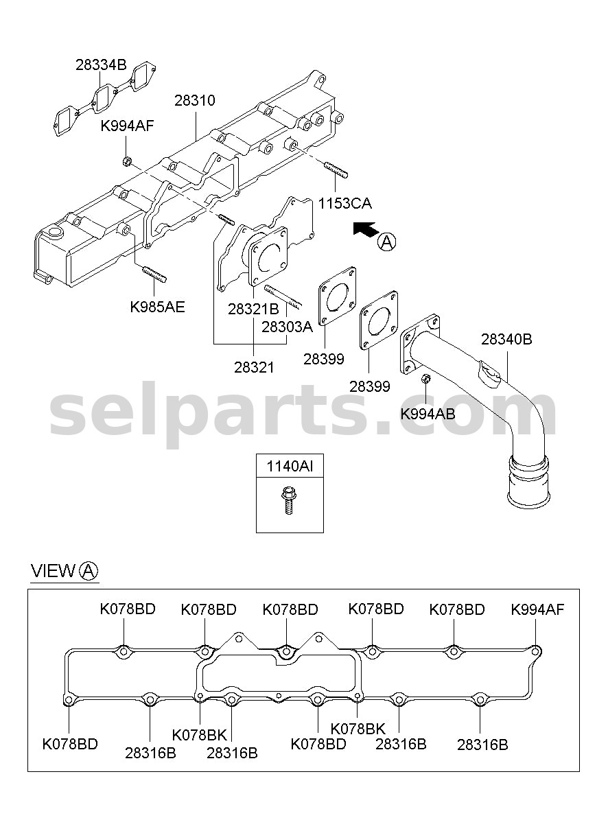 Genuine PIPE ASSY for Hyundai Sonata #289222GTA1