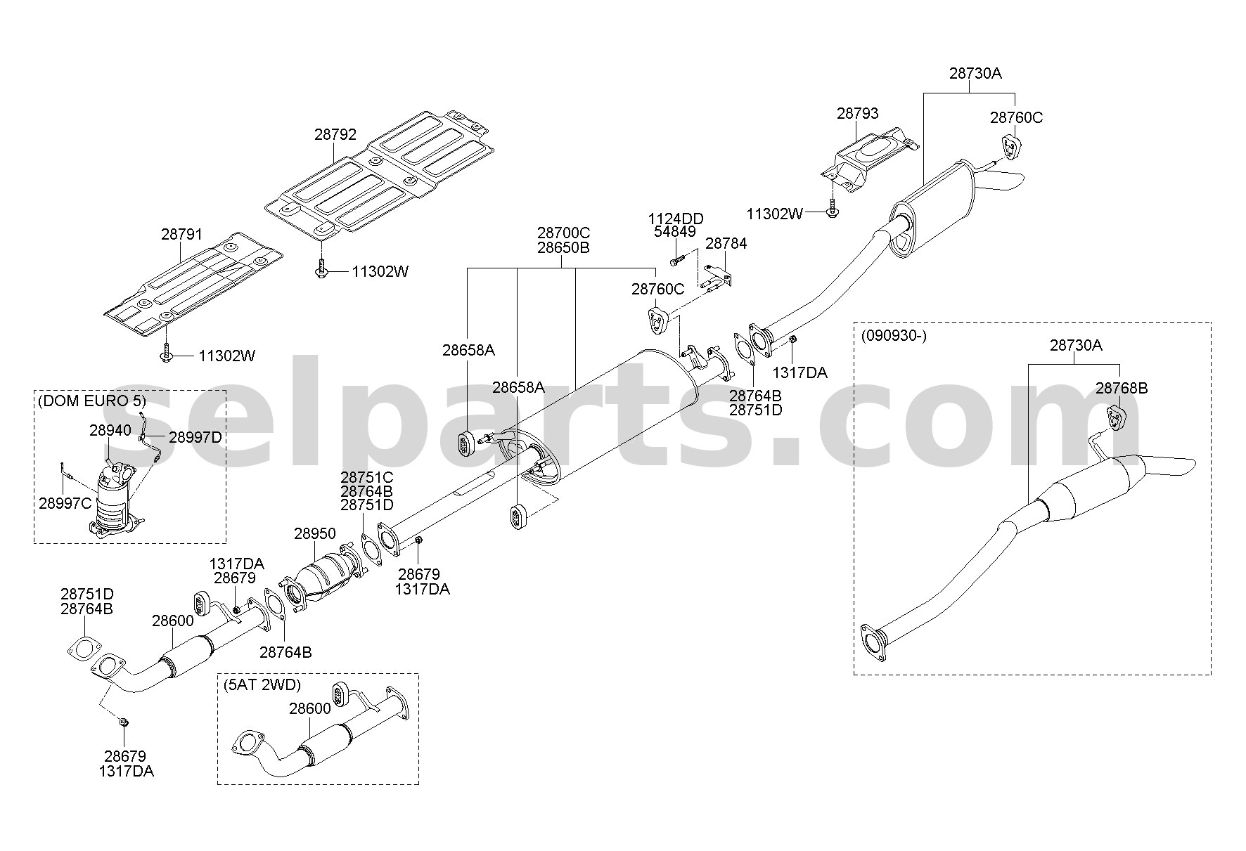 Genuine CONVERTER ASSY-WARM UP CATALYTIC for Hyundai Grand Starex #289404A460