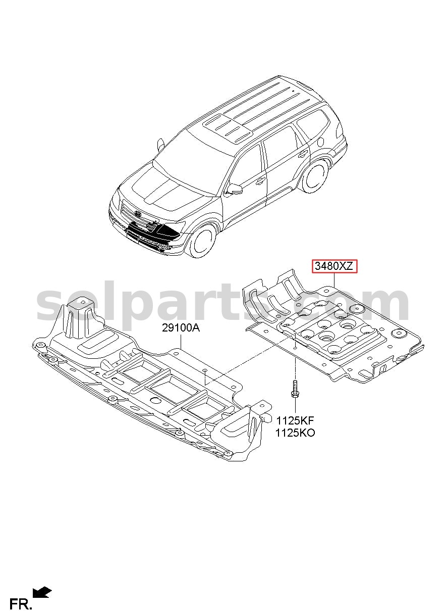 Genuine PANEL - UNDER COVER REAR for Kia MOHAVE 16 (2016-2019) #291002J102