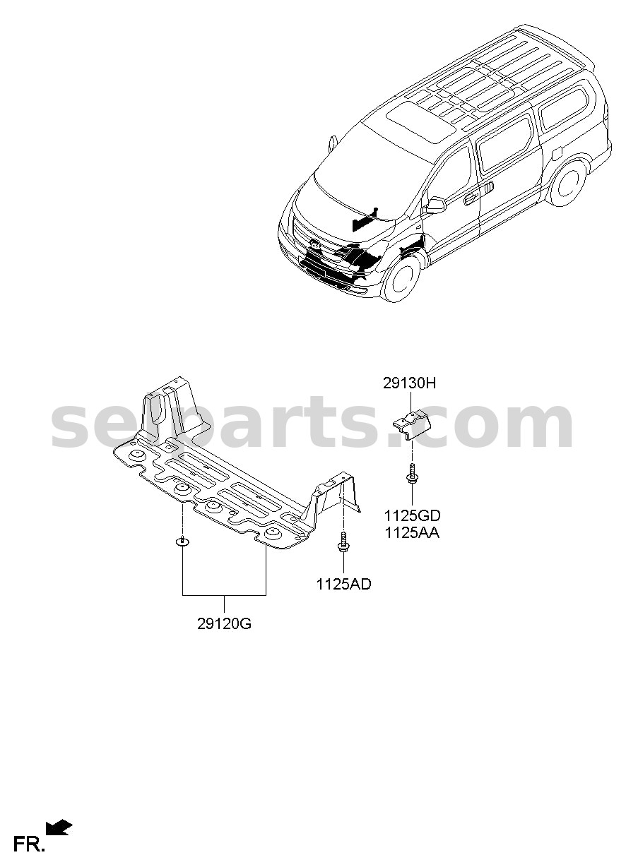 Genuine COVER ASSY-ENGINE UNDER for Hyundai Grand Starex #291204H000
