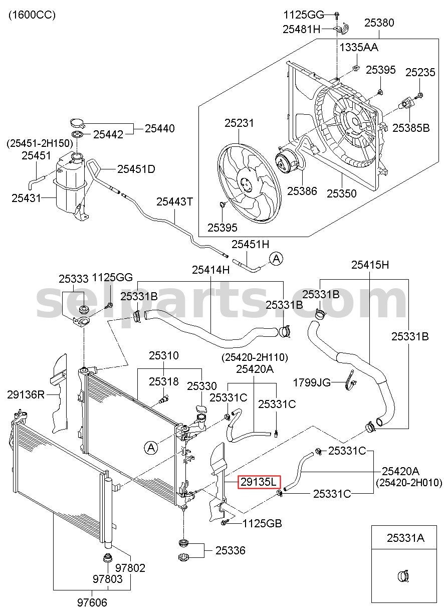 Genuine GUARD-AIR,LH for Kia Sportage #29136D3000