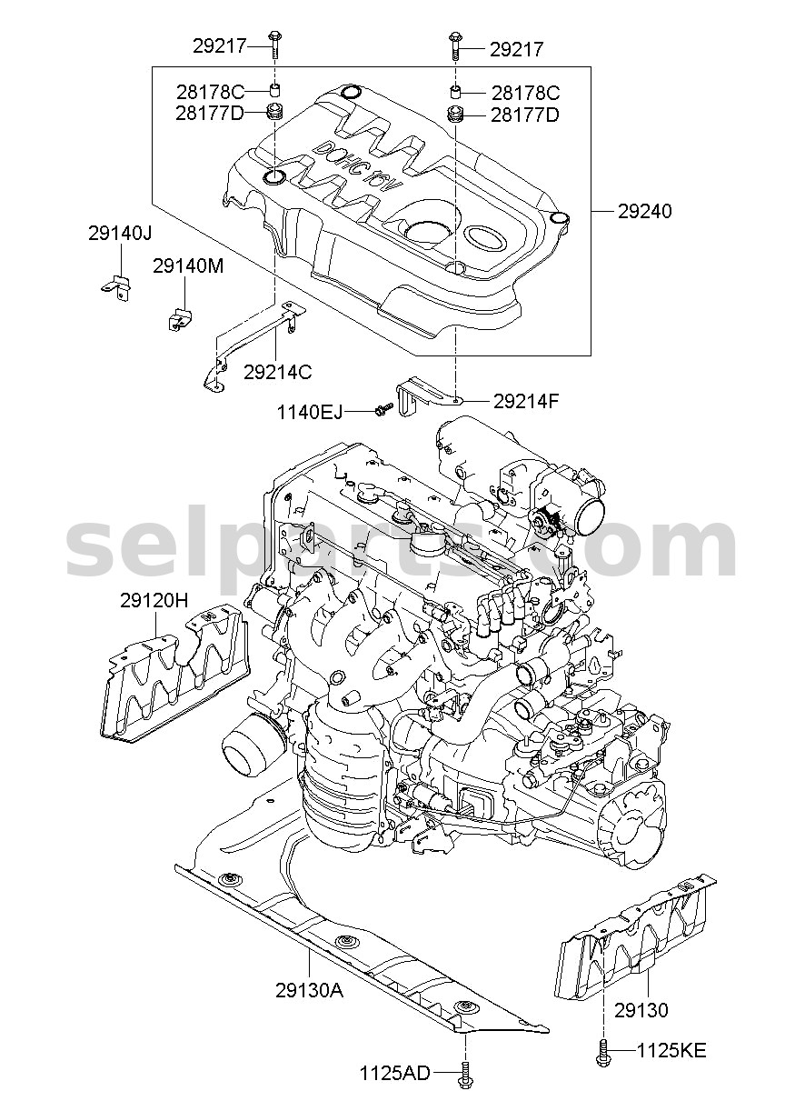 Genuine COVER ASSY-ENGINE for Hyundai Sonata #292402GTA0